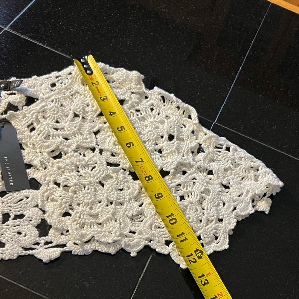 The Limited Linen Crochet Cape White Knit Bolero Size Small - Picture 5 of 5